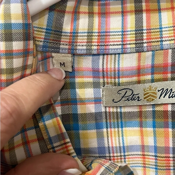 Peter Millar Button Down Shirt Long Sleeve Plaid Check Cotton Mens medium - Picture 5 of 6